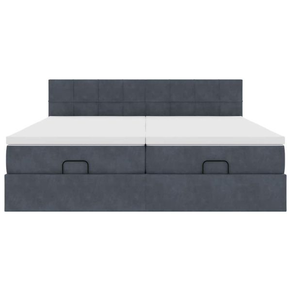 Османска легло с матраци и LED, тъмносиво, 180x200 см, кадифе