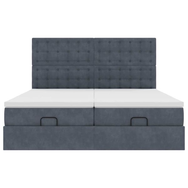 Османска легло с матраци и LED, тъмносиво, 180x200 см, кадифе