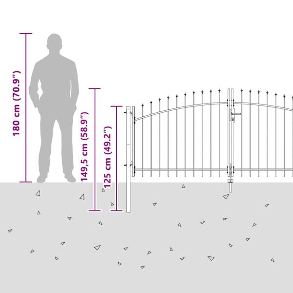 Двойна порта с заключване Woerden Сив 299,5 x 149,5 см Стомана