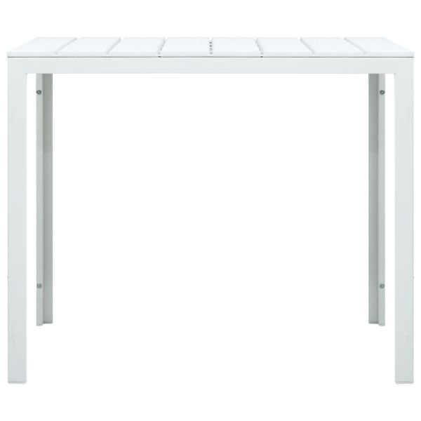 Маса за кафе, бяла, 78x78x74 см, HDPE, дървен вид