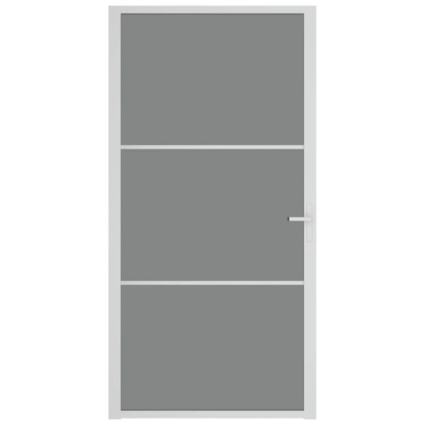Интериорна врата, 102,5x201,5 см, бяла, ESG стъкло и алуминий