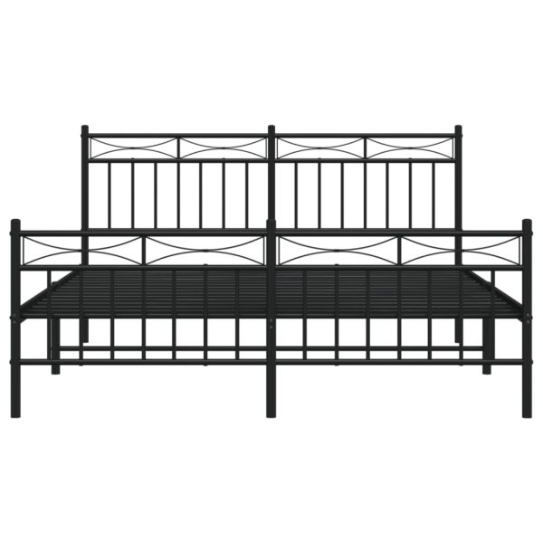 Метална рамка за легло с горна и долна табла, черна, 160x200 см
