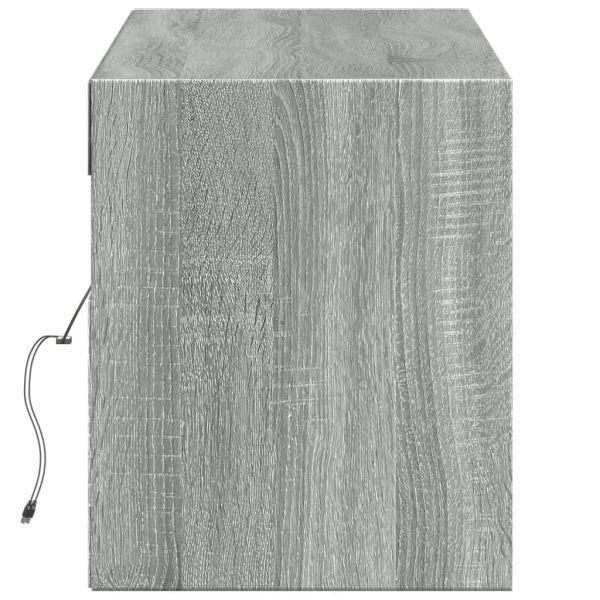 Стенен ТВ шкаф с LED осветление, сив сонома, 140x31x38 см