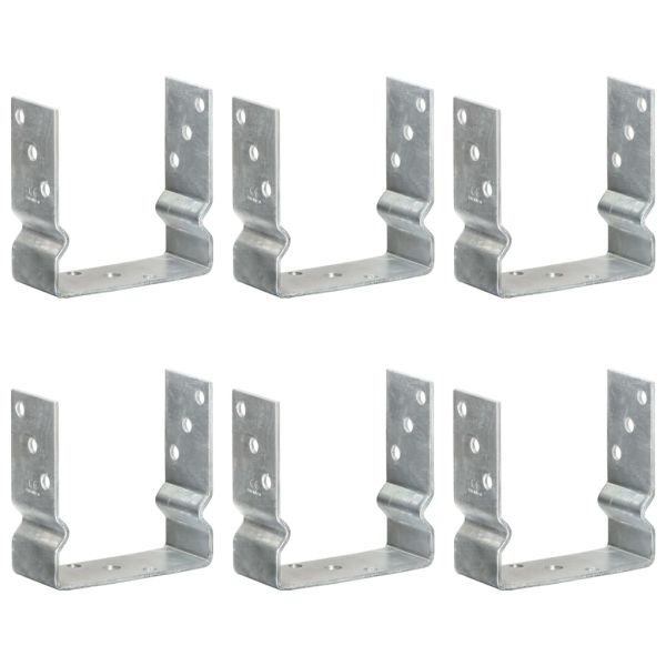 Оградни подпори 6 бр сребристи 14x6x15 см поцинкована стомана