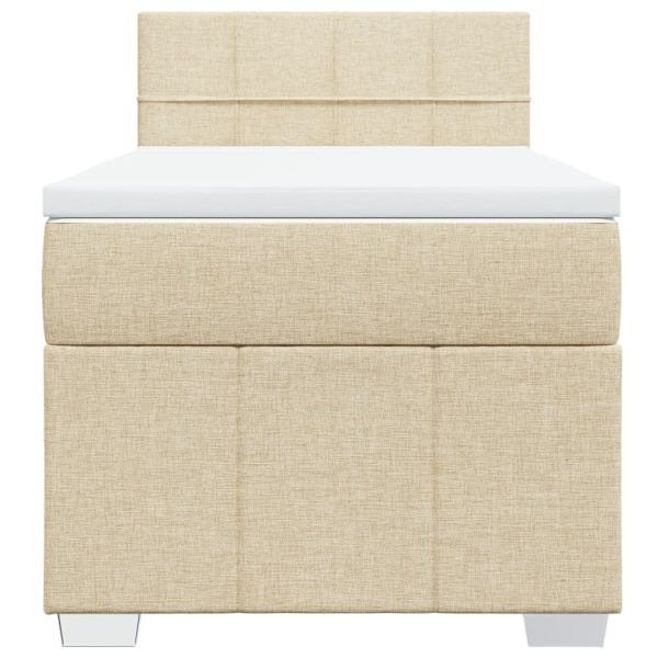 Боксспринг легло с матрак, кремава, 90x190 см, плат