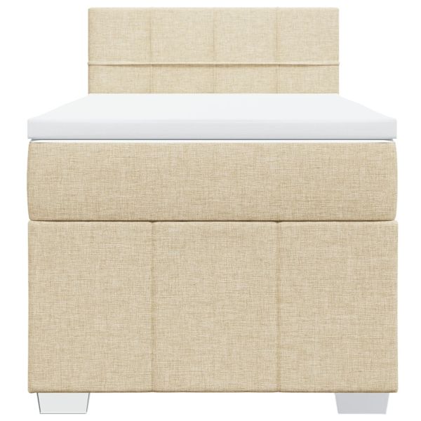 Боксспринг легло с матрак, кремаво, 100x200 см, плат