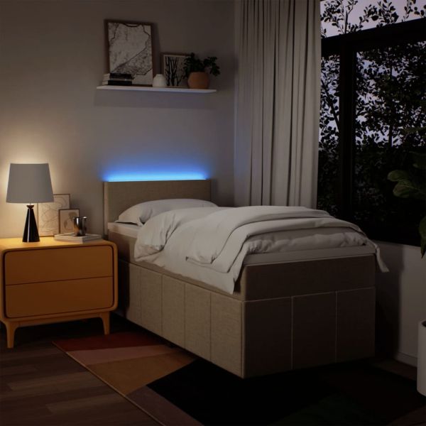 Боксспринг легло с матрак, кремава, 90x200 см, плат