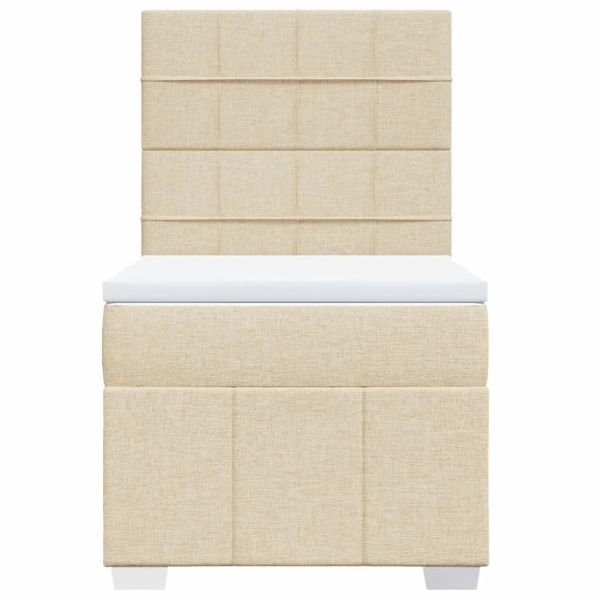 Боксспринг легло с матрак, кремава, 90x190 см, плат