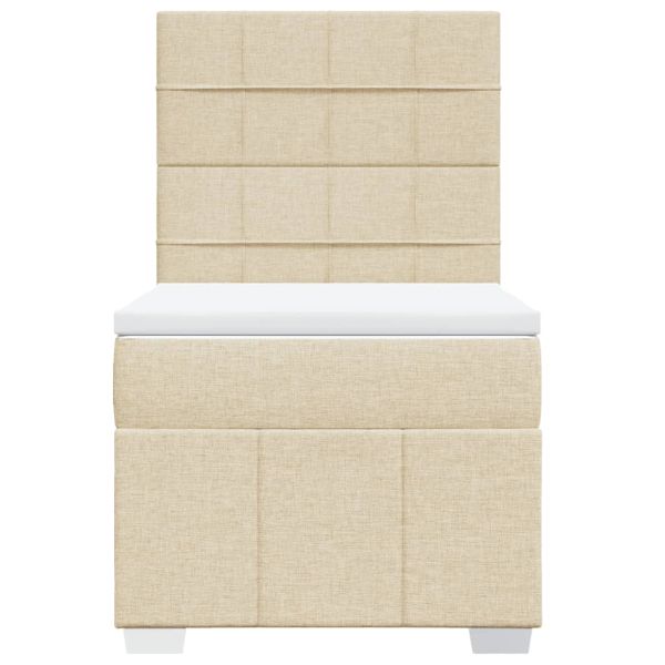 Боксспринг легло с матрак, кремава, 90x190 см, плат