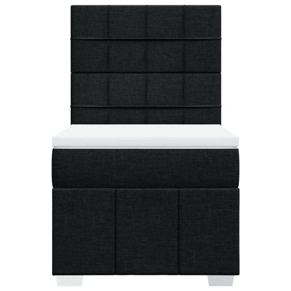 Боксспринг легло с матрак, черно, 90x200 см, плат