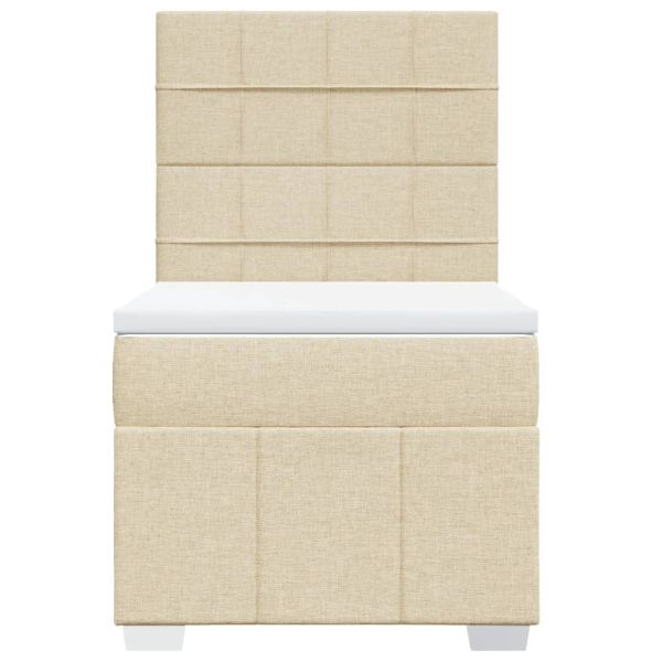 Боксспринг легло с матрак, кремаво, 100x200 см, плат