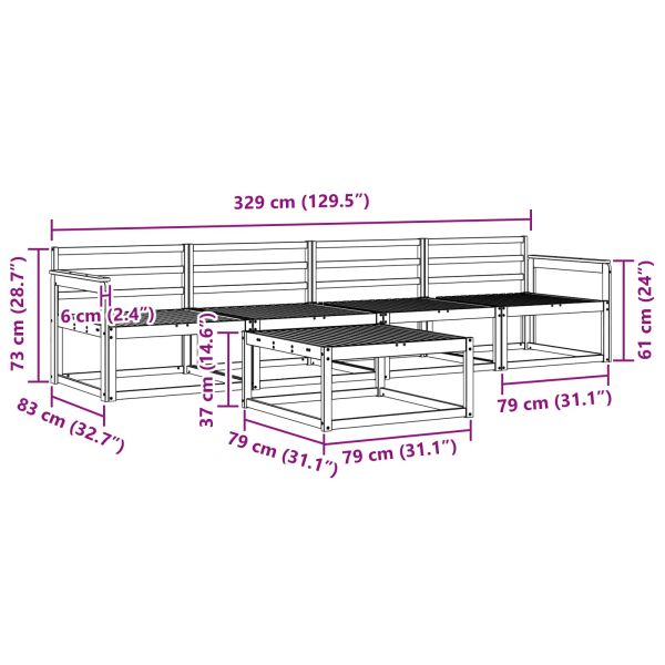 Комплект дивани за открито 5 pcs Естествен