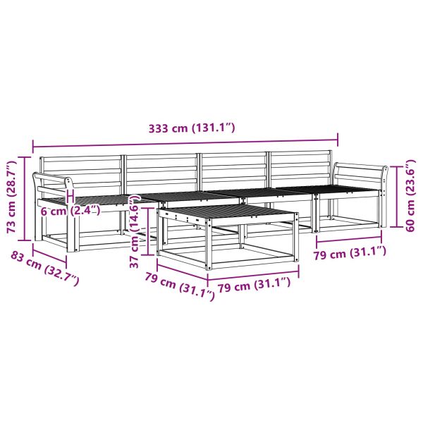 Комплект дивани за открито 5 pcs Естествен