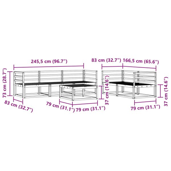 Комплект дивани за открито 6 pcs Естествен