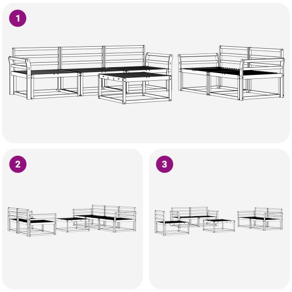 Комплект дивани за открито 6 pcs Естествен