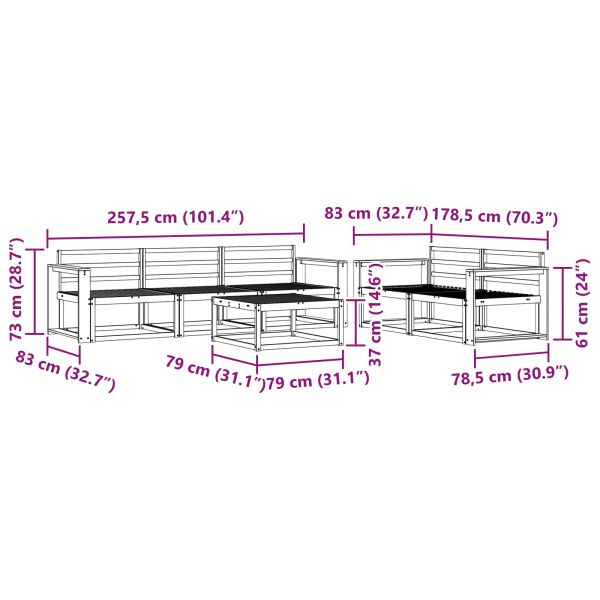 Комплект дивани за открито 6 pcs Естествен