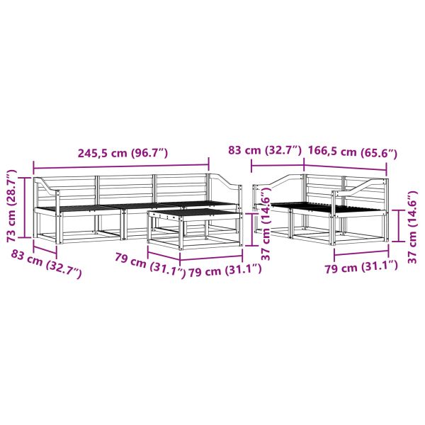Комплект дивани за открито 6 pcs Естествен