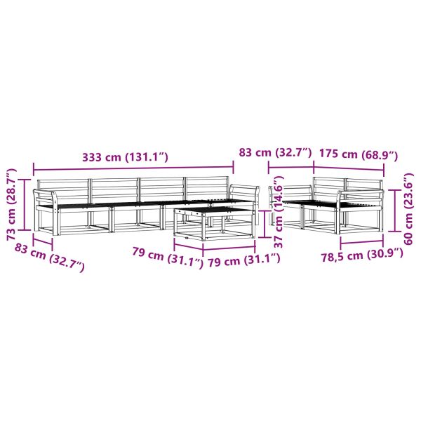 Комплект дивани за открито 7 pcs Естествен