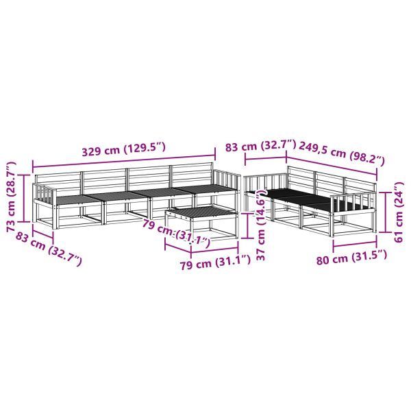 Комплект дивани за открито 8 pcs Естествен