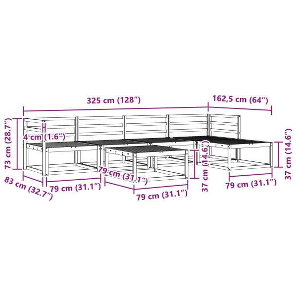 Комплект дивани за открито 6 pcs Естествен