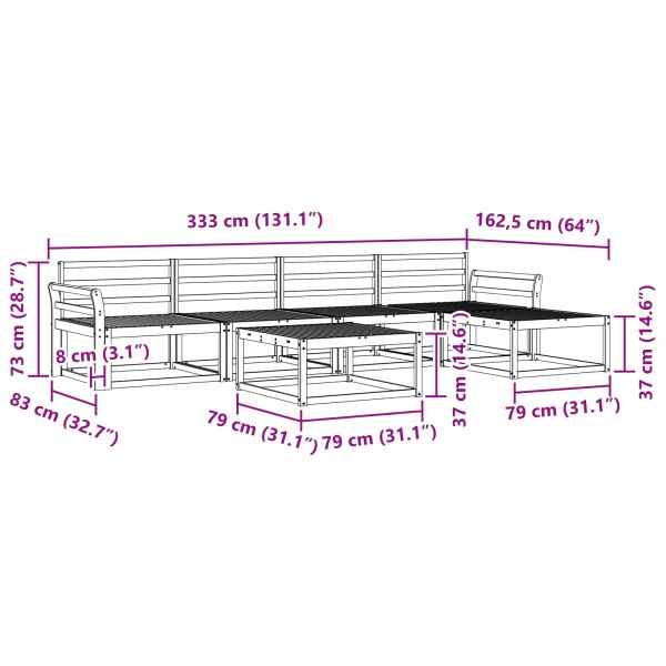Комплект дивани за открито 6 pcs Естествен