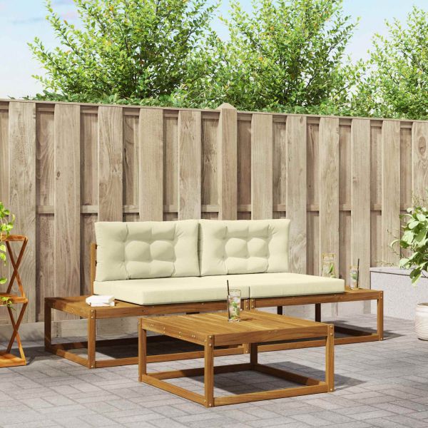 Комплект дивани за открито 3 Брой Натурален и Крема