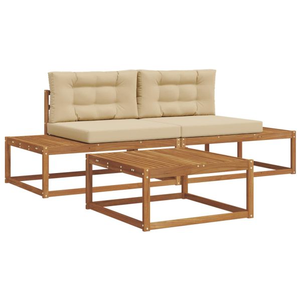 Комплект дивани за открито 3 Брой Натурален и Бежов