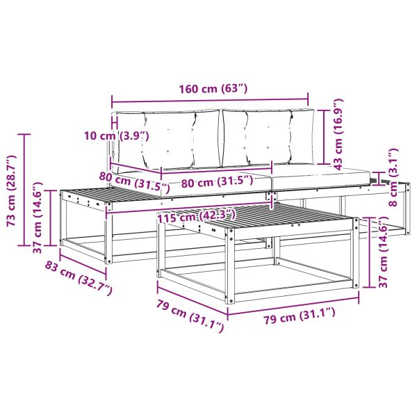 Комплект дивани за открито 3 Брой Натурален и Бежов