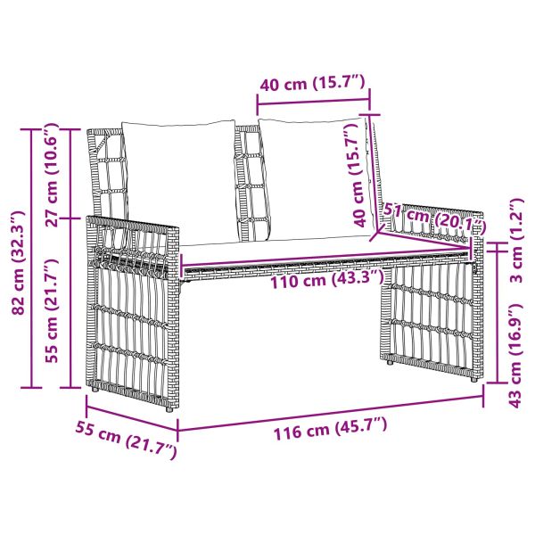 Външна пейка Едноцветен Натурален и Крема 116 x 55 x 82 см