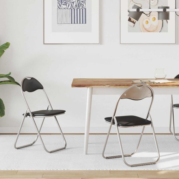 Сгъваем стол 2 pcs Черен и Сив 48 x 43,5 x 81 см Изкуствена
