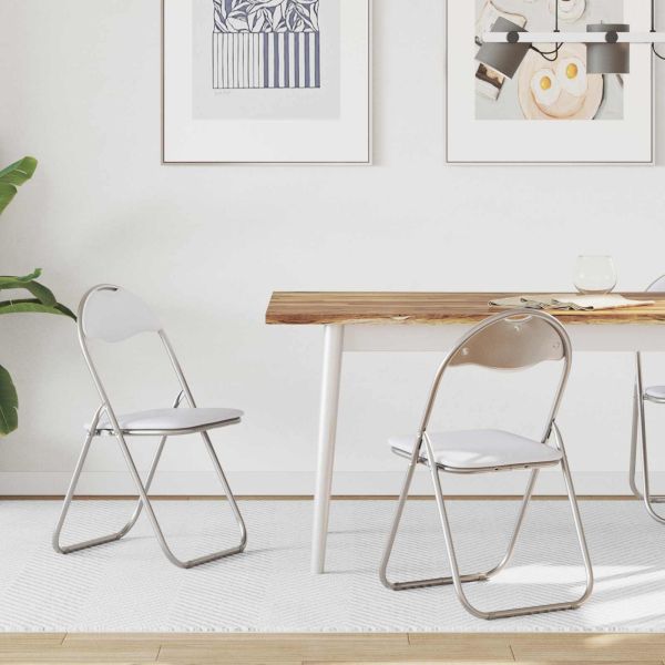 Сгъваем стол 2 pcs Бяло и сиво 48 x 43,5 x 81 см Изкуствена