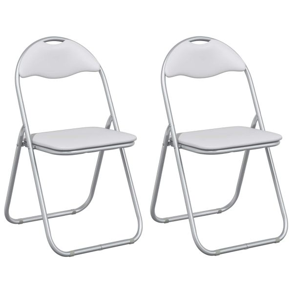 Сгъваем стол 2 pcs Бяло и сиво 48 x 43,5 x 81 см Изкуствена