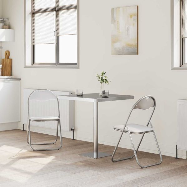Сгъваем стол 2 pcs Бяло и сиво 48 x 43,5 x 81 см Изкуствена