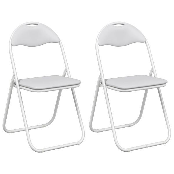 Сгъваем стол 2 pcs Бяло и сиво 48 x 43,5 x 81 см Изкуствена