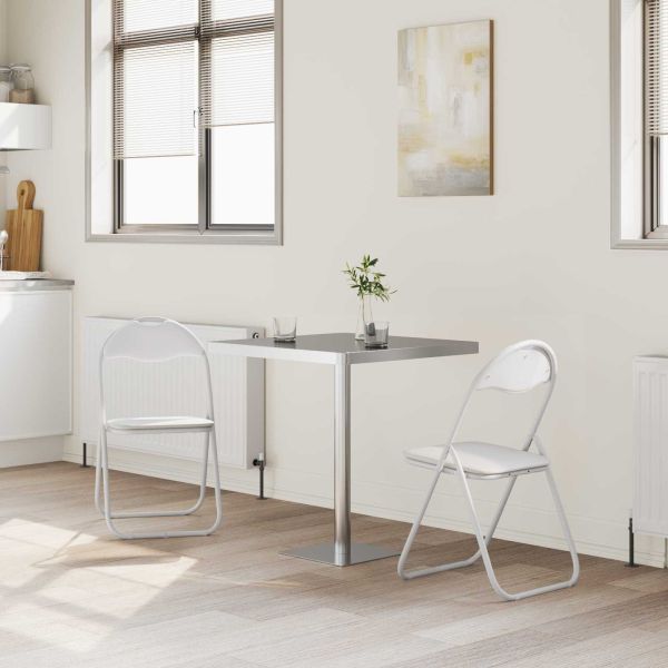 Сгъваем стол 2 pcs Бяло и сиво 48 x 43,5 x 81 см Изкуствена