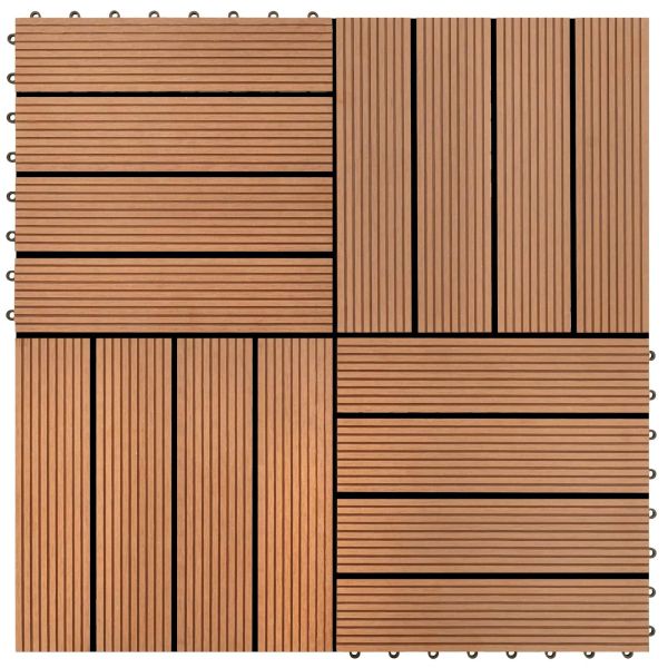 Плочка за decking 11 pcs Кафяво 30 x 30 cm WPC