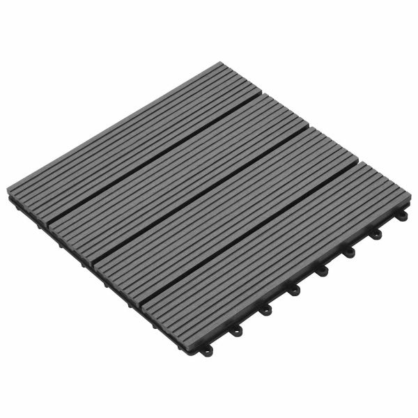 Плочка за decking 11 pcs Сив 30 x 30 cm WPC