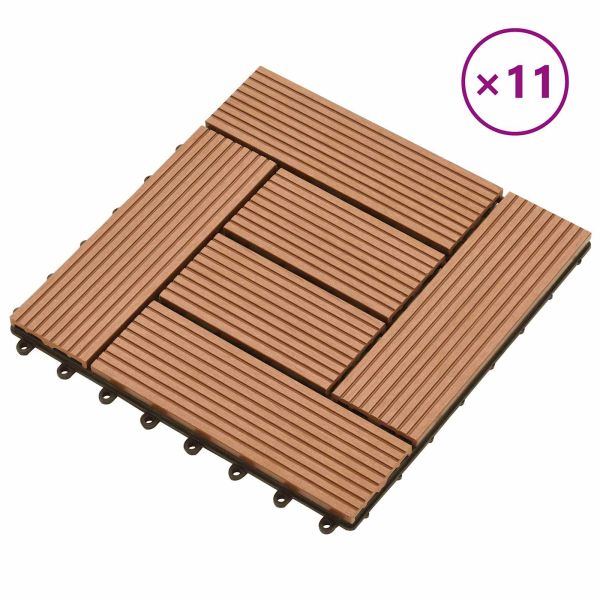 Плочка за decking 11 pcs Кафяво 30 x 30 cm WPC