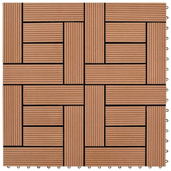 Плочка за decking 11 pcs Кафяво 30 x 30 cm WPC