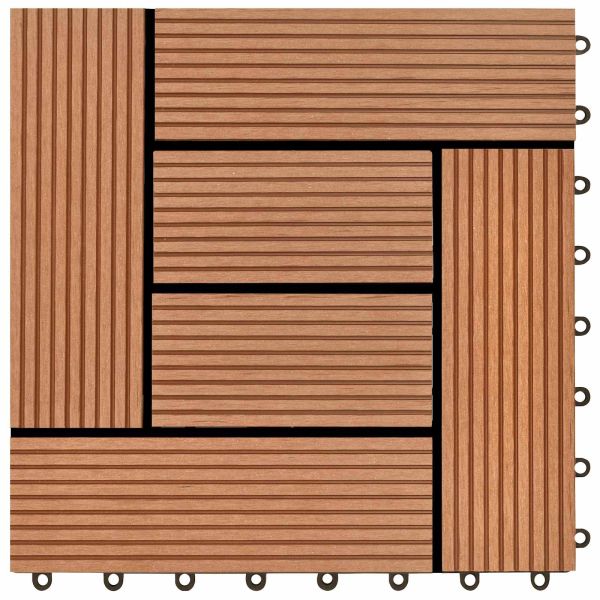 Плочка за decking 11 pcs Кафяво 30 x 30 cm WPC
