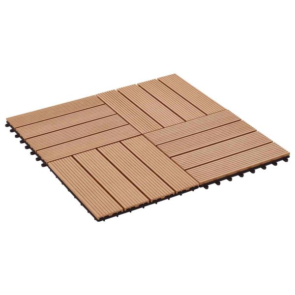 Плочка за decking 11 pcs Тик 30 x 30 cm WPC