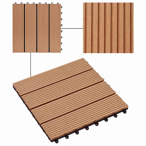 Плочка за decking 11 pcs Тик 30 x 30 cm WPC