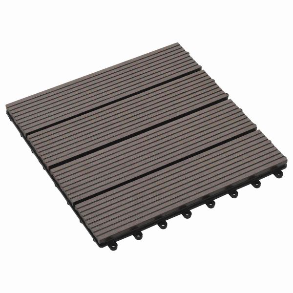 Плочка за decking 11 pcs Тъмен кафяв 30 x 30 cm WPC