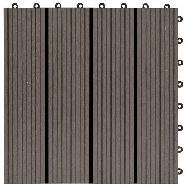 Плочка за decking 11 pcs Тъмен кафяв 30 x 30 cm WPC