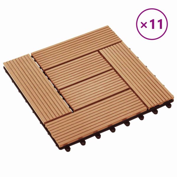 Плочка за decking 11 pcs Тик 30 x 30 cm WPC