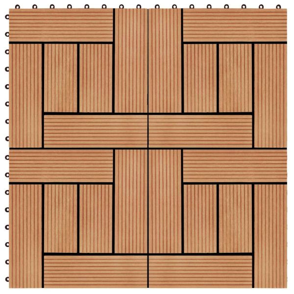 Плочка за decking 11 pcs Тик 30 x 30 cm WPC
