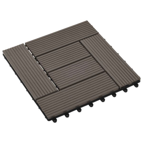 Плочка за decking 11 pcs Тъмен кафяв 30 x 30 cm WPC