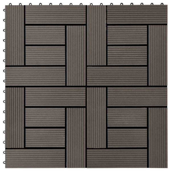 Плочка за decking 11 pcs Тъмен кафяв 30 x 30 cm WPC