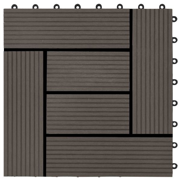Плочка за decking 11 pcs Тъмен кафяв 30 x 30 cm WPC