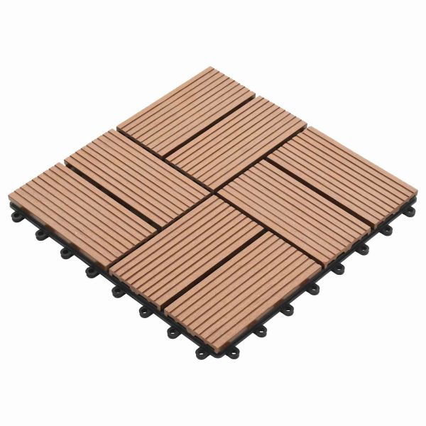 Плочка за decking 11 pcs Кафяво 30 x 30 cm WPC